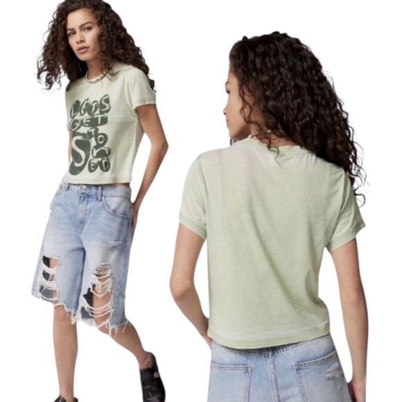 Urban Outfitters Lets Get Stoned Baby T Shirt Green Size XL - Picture 2 of 11